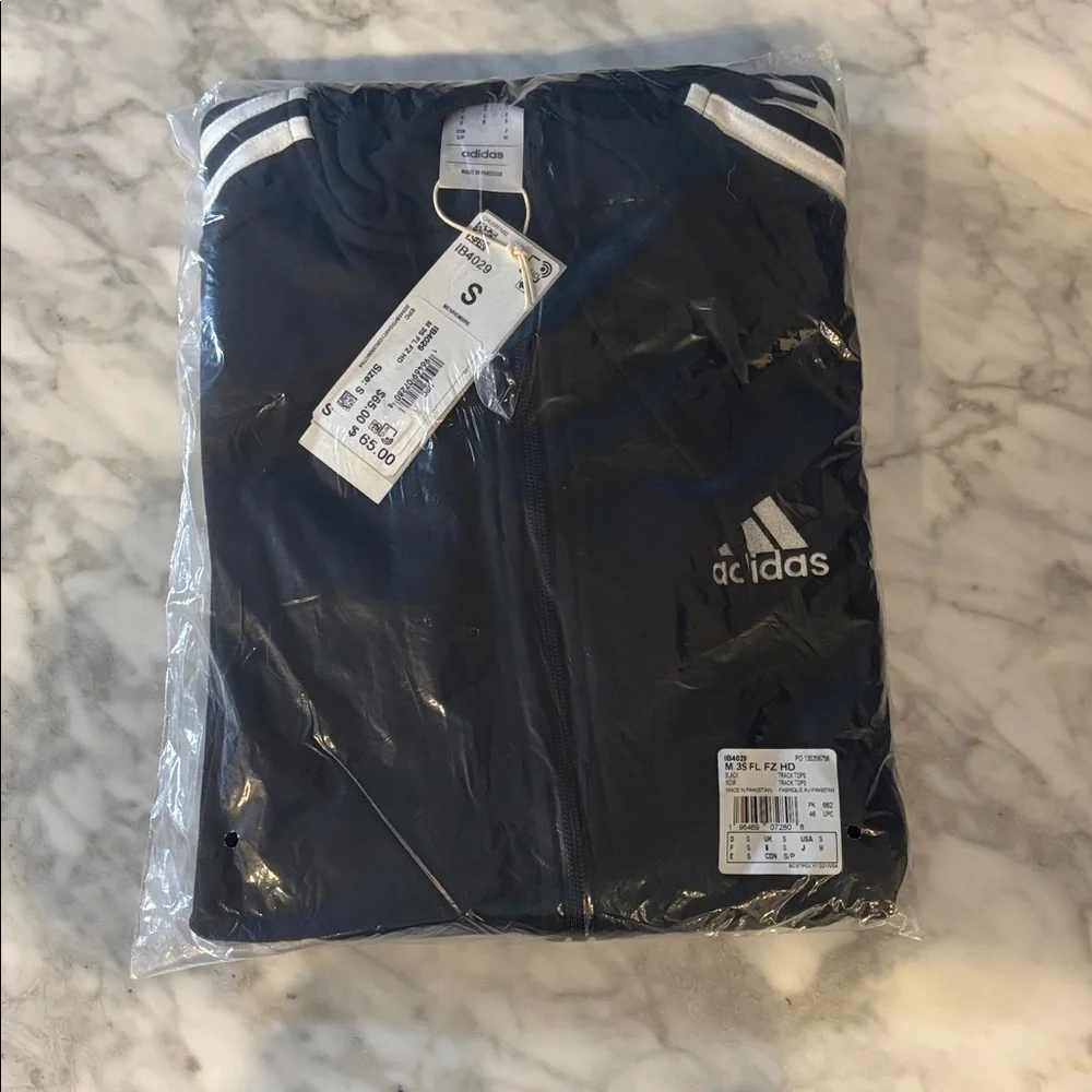 Adidas Black Zip-Up with White Accents